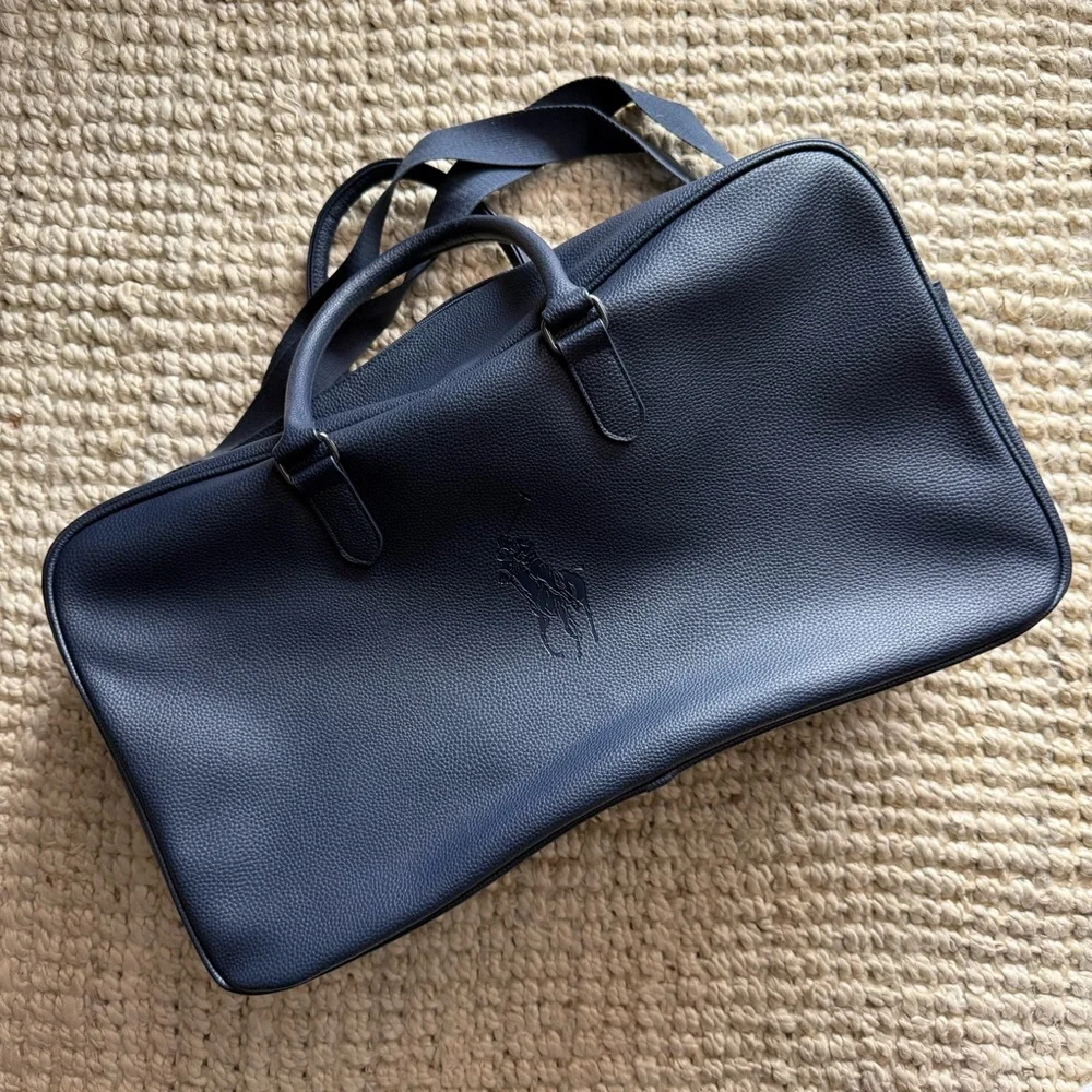 Navy Blue Leather Polo Ralph Lauren Bag